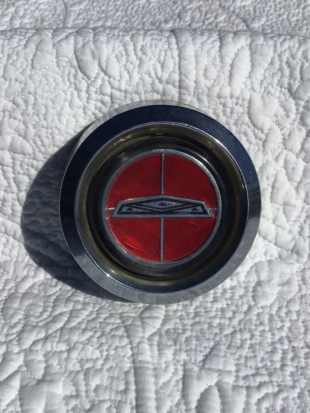 VTG Ford Red and Chrome Steering Wheel Horn Button
